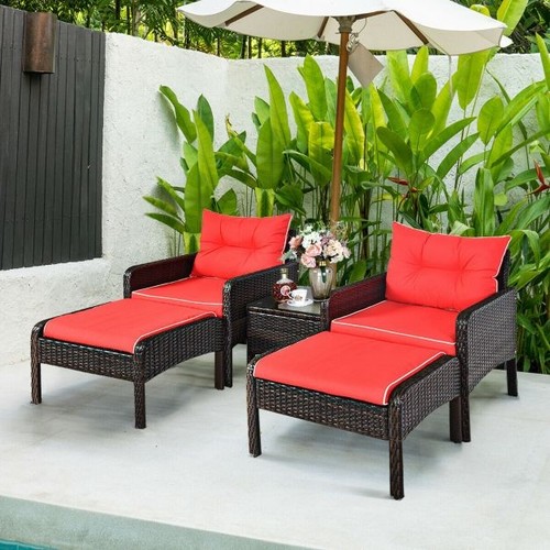 5piece rattan wicker lounge - rattan,