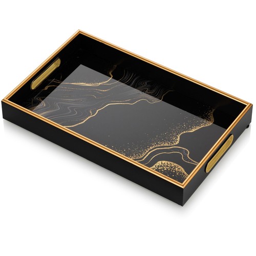 Black ottoman serving tray - black,