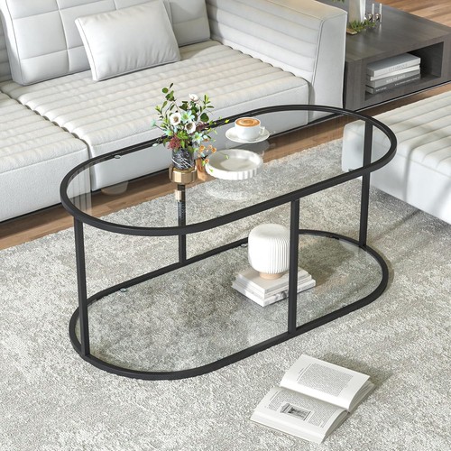 Coffee table black glass - coffee,